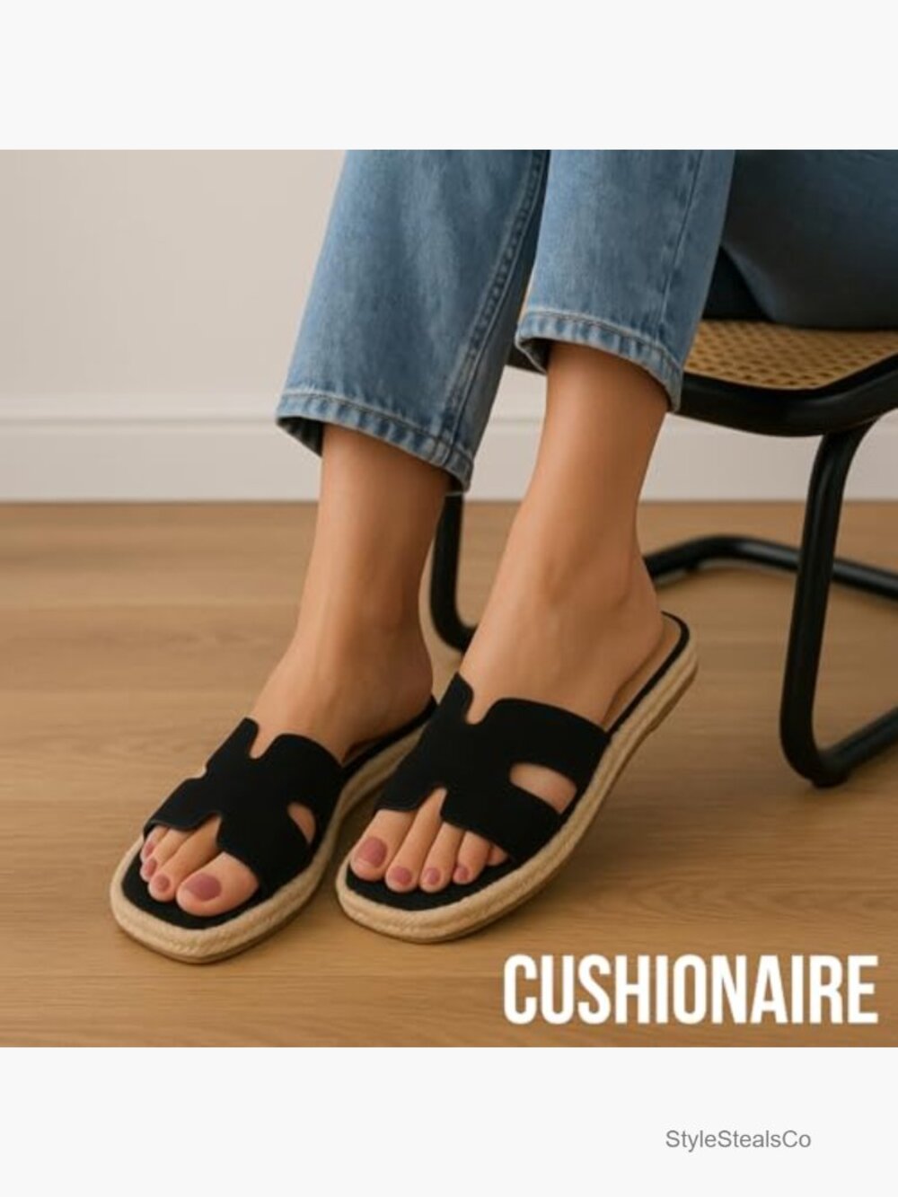 Suede Cutout Espadrille Slide Sandals with Cushioned Footbed - Picture 2 of 7